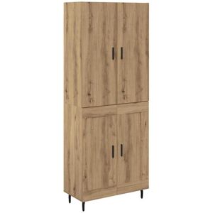 Highboard 2 pcs Artisan Oak Engineered Wood and Glass vidaXL Highboard 2 pcs Artisan Oak Engineered Wood and Glass vidaXL
