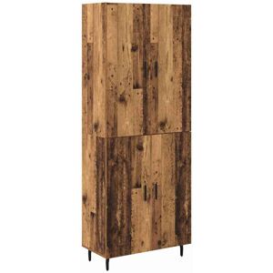 Highboard 2 pcs Old Wood Engineered Wood and Glass vidaXL Highboard 2 pcs Old Wood Engineered Wood and Glass vidaXL