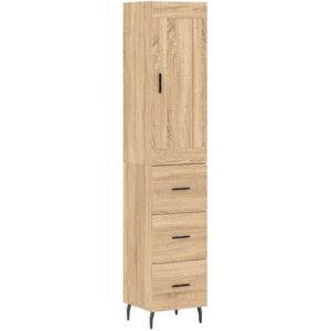 VidaXL Sonoma Oak Highboard - 3 Drawers, Modern, 34.5x34x180cm VidaXL Sonoma Oak Highboard - 3 Drawers, Modern, 34.5x34x180cm