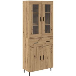Highboard 2 pcs Artisan Oak Engineered Wood and Glass vidaXL Highboard 2 pcs Artisan Oak Engineered Wood and Glass vidaXL
