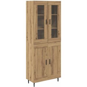 Highboard 2 pcs Artisan Oak Engineered Wood and Glass vidaXL Highboard 2 pcs Artisan Oak Engineered Wood and Glass vidaXL