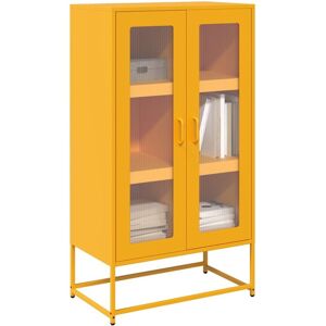 Highboard Mustard Yellow 68x39x123 cm Steel vidaXL Highboard Mustard Yellow 68x39x123 cm Steel vidaXL