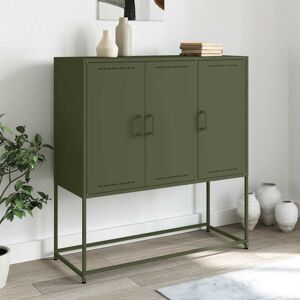 Highboard Olive Green 100.5x39x107 cm Steel Vidaxl Highboard Olive Green 100.5x39x107 cm Steel Vidaxl