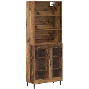 Highboard Old Wood 69.5 x 34 x 180 cm Engineered Wood and Glass vidaXL Highboard Old Wood 69.5 x 34 x 180 cm Engineered Wood and Glass vidaXL