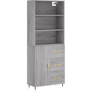 Highboard Grey Sonoma 69.5x34x180 cm Engineered Wood Vidaxl Highboard Grey Sonoma 69.5x34x180 cm Engineered Wood Vidaxl