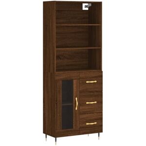 Highboard Brown Oak 69.5x34x180 cm Engineered Wood Vidaxl Highboard Brown Oak 69.5x34x180 cm Engineered Wood Vidaxl