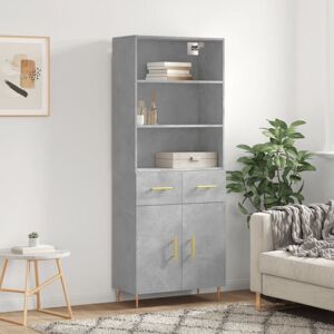 Highboard Concrete Grey 69.5x34x180 cm Engineered Wood Vidaxl Highboard Concrete Grey 69.5x34x180 cm Engineered Wood Vidaxl