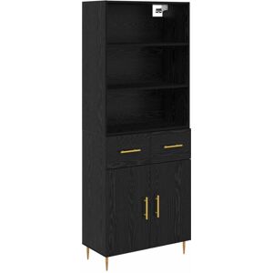 Highboard Black Oak 69.5 x 34 x 180 cm Engineered Wood vidaXL Highboard Black Oak 69.5 x 34 x 180 cm Engineered Wood vidaXL