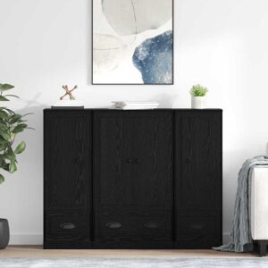 Highboard with Drawer 3 pcs Black Oak Engineered Wood vidaXL Highboard with Drawer 3 pcs Black Oak Engineered Wood vidaXL