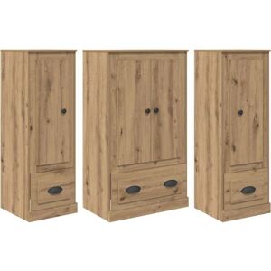 Highboard with Drawer 3 pcs Artisan Oak Engineered Wood vidaXL Highboard with Drawer 3 pcs Artisan Oak Engineered Wood vidaXL
