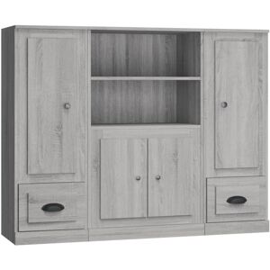 Highboards 3 pcs Smoked Oak Engineered Wood Vidaxl Highboards 3 pcs Smoked Oak Engineered Wood Vidaxl
