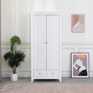 Furniture Hmd - White Wardrobe with 2 Doors and 2 Drawers Storage Cloths Unit Cabinet for Bedroom Furniture,79x50x180cm(WxDxH) Furniture Hmd - White Wardrobe with 2 Doors and 2 Drawers Storage Cloths Unit Cabinet for Bedroom Furniture,79x50x180cm(WxDxH)