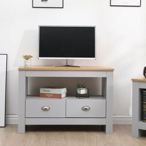 FURNITURE HMD Corner TV Stand Cabinet TV Unit with 2 Drawers,Grey-85x39x58cm(WxDxH) FURNITURE HMD Corner TV Stand Cabinet TV Unit with 2 Drawers,Grey-85x39x58cm(WxDxH)