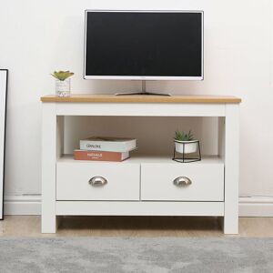 FURNITURE HMD Corner TV Stand Cabinet TV Unit with 2 Drawers,White-85x39x58cm(WxDxH) FURNITURE HMD Corner TV Stand Cabinet TV Unit with 2 Drawers,White-85x39x58cm(WxDxH)