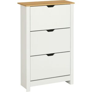 HOMCOM 18-Shoe Storage Cabinet 6 Shelves 3 Drawers Tabletop 4 Legs Modern White HOMCOM 18-Shoe Storage Cabinet 6 Shelves 3 Drawers Tabletop 4 Legs Modern White
