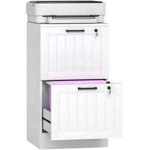 HOMCOM 2 Drawer File Cabinet with Lock and Adjustable Hanging Bars, White HOMCOM 2 Drawer File Cabinet with Lock and Adjustable Hanging Bars, White