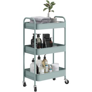 HOMCOM 3 Tier Rolling Utility Cart with 3 Mesh Basket, Light Blue HOMCOM 3 Tier Rolling Utility Cart with 3 Mesh Basket, Light Blue