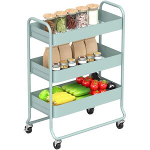 HOMCOM 3-Tier Storage Trolley, Storage Cart with Mesh Backets, Wheels HOMCOM 3-Tier Storage Trolley, Storage Cart with Mesh Backets, Wheels