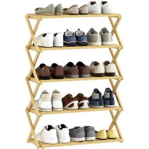 HOMCOM 5-Tier Bamboo Shoe Rack, Folding Shoe Shelf, Holds up to 15 Pairs HOMCOM 5-Tier Bamboo Shoe Rack, Folding Shoe Shelf, Holds up to 15 Pairs