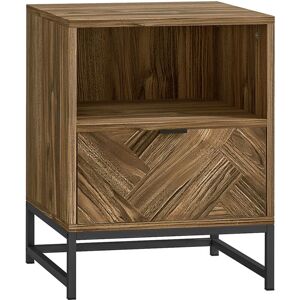 Bedside Table, Sofa Side Table with Drawer for Bedroom, Brown - Homcom Bedside Table, Sofa Side Table with Drawer for Bedroom, Brown - Homcom