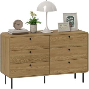 HOMCOM Chest of Drawers for Bedroom, Modern 6 Drawer Dresser, Oak HOMCOM Chest of Drawers for Bedroom, Modern 6 Drawer Dresser, Oak