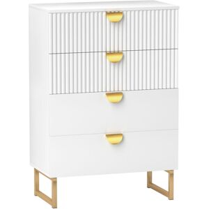 Homcom - Chest of Drawers with 4 Drawers, Modern Dresser for Bedroom, White Homcom - Chest of Drawers with 4 Drawers, Modern Dresser for Bedroom, White