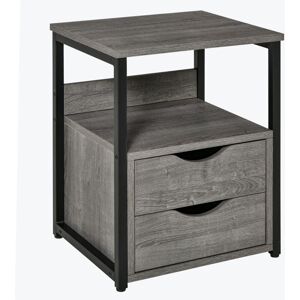 End Table Bedside Desk Slim Storage Cabinet with Shelf Grey - Homcom End Table Bedside Desk Slim Storage Cabinet with Shelf Grey - Homcom