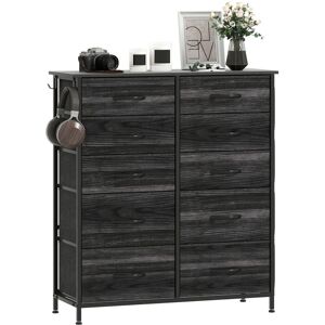 Homcom - Fabric Chest of Drawers, 10 Drawer Dresser for Bedroom, Black Homcom - Fabric Chest of Drawers, 10 Drawer Dresser for Bedroom, Black