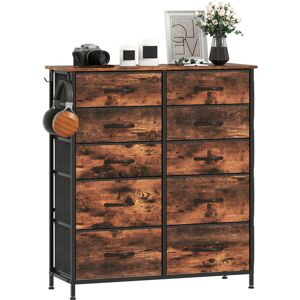 Homcom - Fabric Chest of Drawers, 10 Drawer Dresser for Bedroom, Rustic Brown Homcom - Fabric Chest of Drawers, 10 Drawer Dresser for Bedroom, Rustic Brown