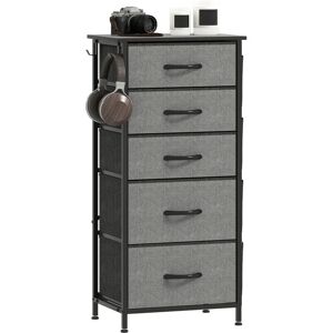 Fabric Chest of Drawers, 5 Drawer Dresser for Bedroom, Charcoal Grey - Homcom Fabric Chest of Drawers, 5 Drawer Dresser for Bedroom, Charcoal Grey - Homcom