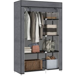 Fabric Wardrobe w/ Shelves Hanging Rail Foldable Closets Dark Grey - Homcom Fabric Wardrobe w/ Shelves Hanging Rail Foldable Closets Dark Grey - Homcom
