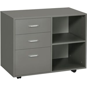 Homcom - Freestanding Storage Cabinet w/ 3 Drawers 2 Shelves 4 Wheels Grey Homcom - Freestanding Storage Cabinet w/ 3 Drawers 2 Shelves 4 Wheels Grey