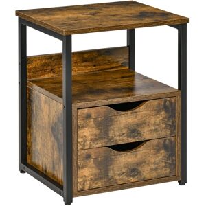 End Table Bedside Desk Slim Storage Cabinet with Shelf Rustic Brown - Homcom End Table Bedside Desk Slim Storage Cabinet with Shelf Rustic Brown - Homcom