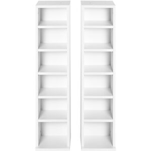 Homcom - Set of 2 cd Media Display Shelf Unit Tower Rack Adjustable White - White
