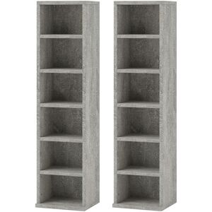 Homcom - Set of 2 cd Storage Units with Adjustable Shelves Cement Grey Homcom - Set of 2 cd Storage Units with Adjustable Shelves Cement Grey
