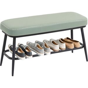 Shoe Bench, pu Leather Shoe Storage Bench for Entryway, Green - Homcom Shoe Bench, pu Leather Shoe Storage Bench for Entryway, Green - Homcom
