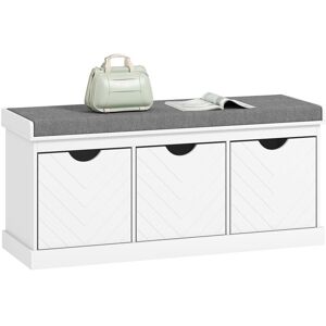 HOMCOM Shoe Storage Bench with 3 Removable Drawers and Padded Seat, White HOMCOM Shoe Storage Bench with 3 Removable Drawers and Padded Seat, White
