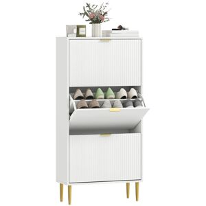 HOMCOM Slim Shoe Storage Cabinet with 3 Flip Drawers for Hallway, White HOMCOM Slim Shoe Storage Cabinet with 3 Flip Drawers for Hallway, White