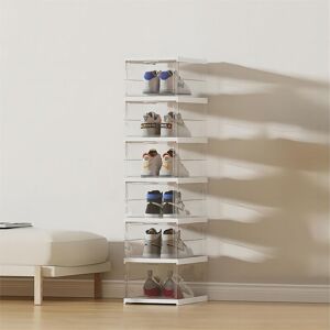 LIVINGANDHOME Home Foldable Shoe Storage Box (6-Layer Transparent, Installation-Free) 27.6cm W x 38cm D x 115.5cm H LIVINGANDHOME Home Foldable Shoe Storage Box (6-Layer Transparent, Installation-Free) 27.6cm W x 38cm D x 115.5cm H