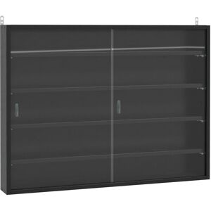 HOMCOM Homocm 5-Tier Wall Mounted Cabinet Display Shelf Unit w/ Adjustable Shelves Glass Doors Black HOMCOM Homocm 5-Tier Wall Mounted Cabinet Display Shelf Unit w/ Adjustable Shelves Glass Doors Black