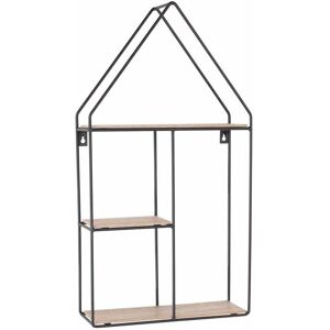 Core Products - House Shape Display Wall Shelf - W30 x D10 x H56 cm - Black Metal/Wood Effect Core Products - House Shape Display Wall Shelf - W30 x D10 x H56 cm - Black Metal/Wood Effect