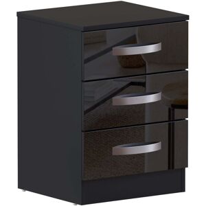 Home Discount - Hulio 3 Drawer Bedside Table High Gloss Cabinet Chest Nightstand Bedroom Furniture, Black Home Discount - Hulio 3 Drawer Bedside Table High Gloss Cabinet Chest Nightstand Bedroom Furniture, Black