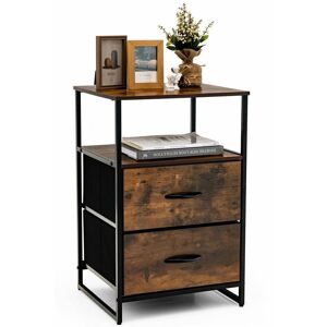 Costway - Industrial 2-Drawer Storage Cabinet Dresser Organizer Removable Fabric Drawers Costway - Industrial 2-Drawer Storage Cabinet Dresser Organizer Removable Fabric Drawers