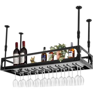 CNCEST Industrial Bar Floating Shelf Vintage Metal Wine Holder, Ceiling Mounted Hanging Rack for Bottle and Glass, Home Bar Cafe Kitchen Restaurant Display CNCEST Industrial Bar Floating Shelf Vintage Metal Wine Holder, Ceiling Mounted Hanging Rack for Bottle and Glass, Home Bar Cafe Kitchen Restaurant Display
