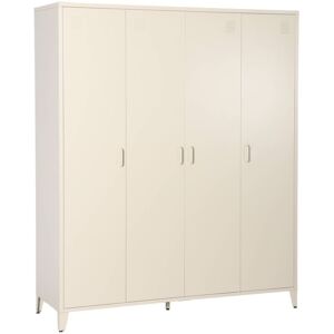 SWEEEK Industrial metal wardrobe for bedroom, 4 doors, 10 shelves, 1 hanging rail, Soho, Beige, 150x50x180 cm SWEEEK Industrial metal wardrobe for bedroom, 4 doors, 10 shelves, 1 hanging rail, Soho, Beige, 150x50x180 cm