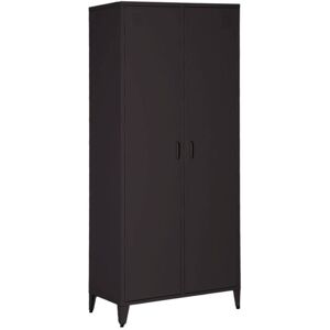 SWEEEK Industrial metal wardrobe for bedroom closet with 2 doors, 4 shelves, 1 hanging rail, Soho, Black, 48x80x181 cm SWEEEK Industrial metal wardrobe for bedroom closet with 2 doors, 4 shelves, 1 hanging rail, Soho, Black, 48x80x181 cm