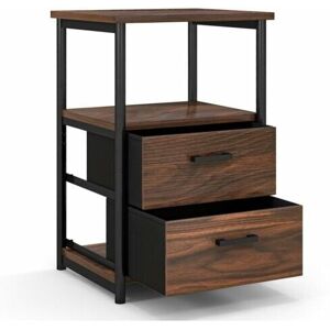 COSTWAY Industrial Nightstand Bedside End Table with 2 Fabric Drawers Storage Shelf COSTWAY Industrial Nightstand Bedside End Table with 2 Fabric Drawers Storage Shelf