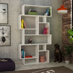 Decortie - Karmato Modern Bookcase Display Unit Tall 168.5cm - White - White Decortie - Karmato Modern Bookcase Display Unit Tall 168.5cm - White - White