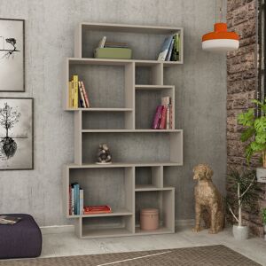 Decortie - Karmato Modern Bookcase Display Unit Tall 168.5cm - Mocha Grey - Mocha Grey Decortie - Karmato Modern Bookcase Display Unit Tall 168.5cm - Mocha Grey - Mocha Grey