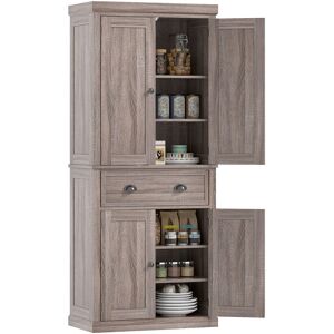 HOMCOM Kitchen Pantry Cupboard Storage Cabinet Freestanding Home Organizer Furniture Dark Wood Grain HOMCOM Kitchen Pantry Cupboard Storage Cabinet Freestanding Home Organizer Furniture Dark Wood Grain